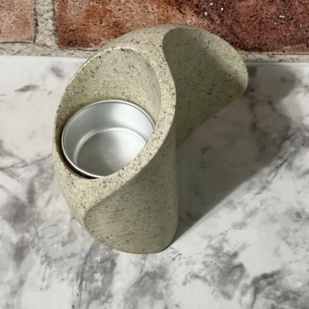 VTG PartyLite Yin and Yang Stone Tea Light Candle Holder Set RETIRED Black White